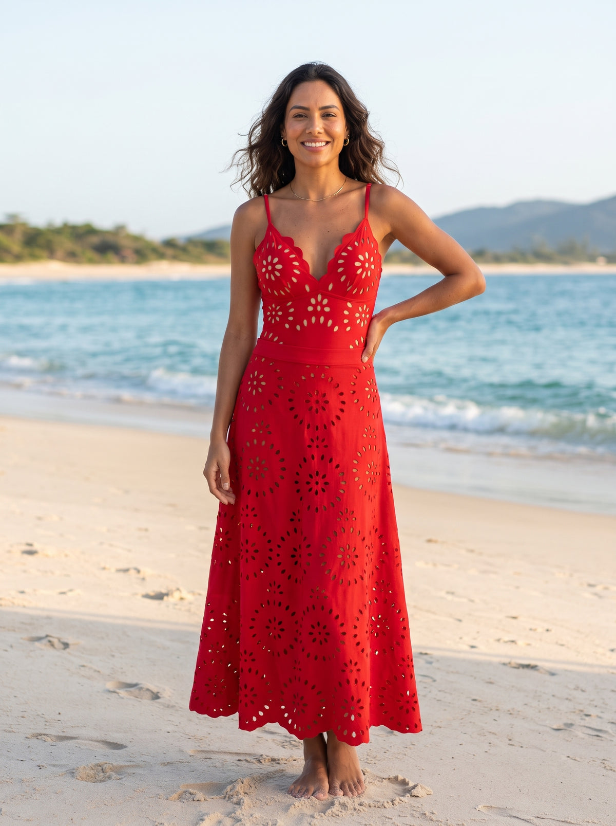 Conjunto Prainha — Maiô e Saia Longa — conjunto com maiô e saia longa de frente