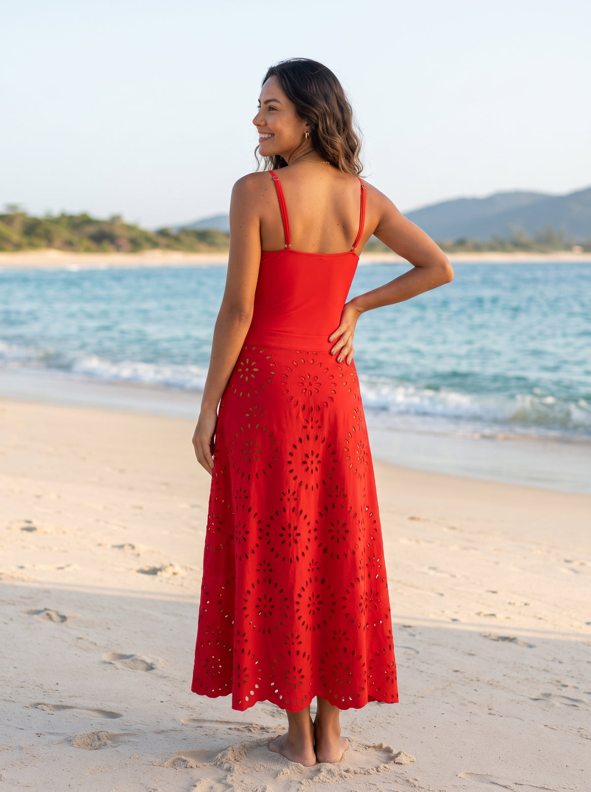 Conjunto Prainha — Maiô e Saia Longa — conjunto com maiô e saia longa de costas